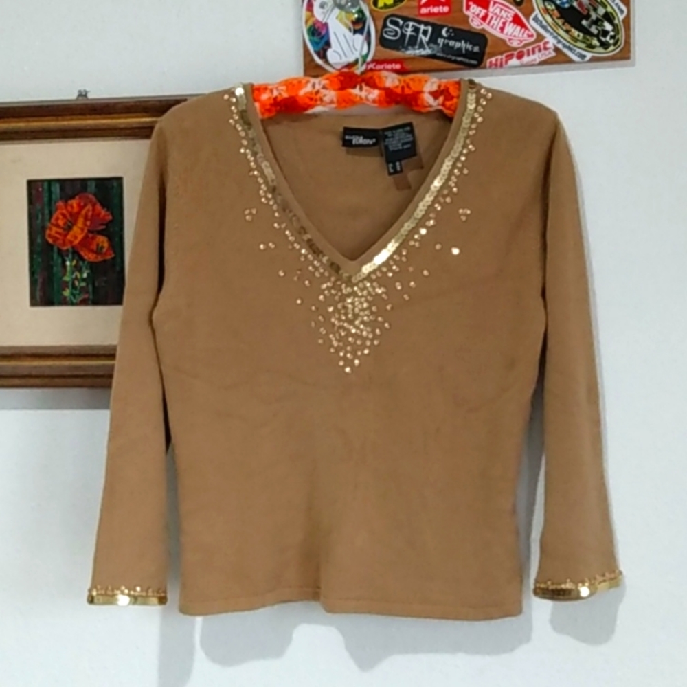 Tan beaded sweater